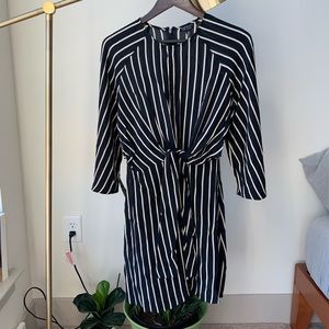 Topshop front tie striped dress